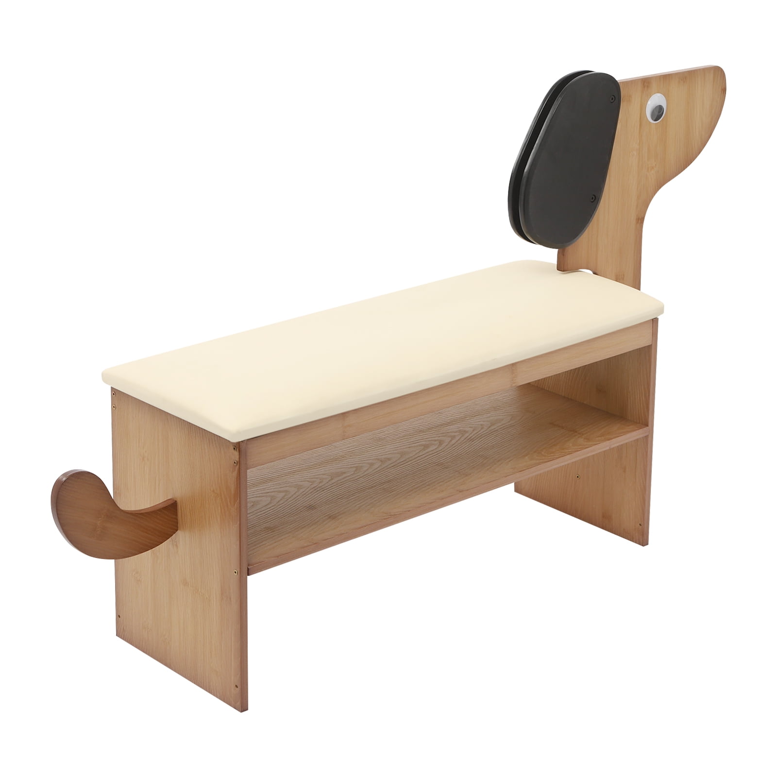 Cute Dog Shoes Rack Bench for Entryway, Shoe Rack Bench with Cushion（Beige）