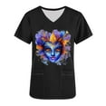 thumbnail image 5 of lcziwo Mardi Gras Scrub Tops for Women Nursing Uniforms Casual V Neck Short Sleeve Tees Blouse Funny Printed Holiday Working Scrubs with Pockets Black L Ofertas en Walmart, 5 of 6