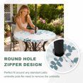 thumbnail image 4 of Round Outdoor Tablecloth with Umbrella Hole and Zipper, Teal Blue Leaves Tablecloth with Elastic Waterproof, Summer Botanical Patio Table Covers for 36" - 44" Picnic Pool Tables, 4 of 9