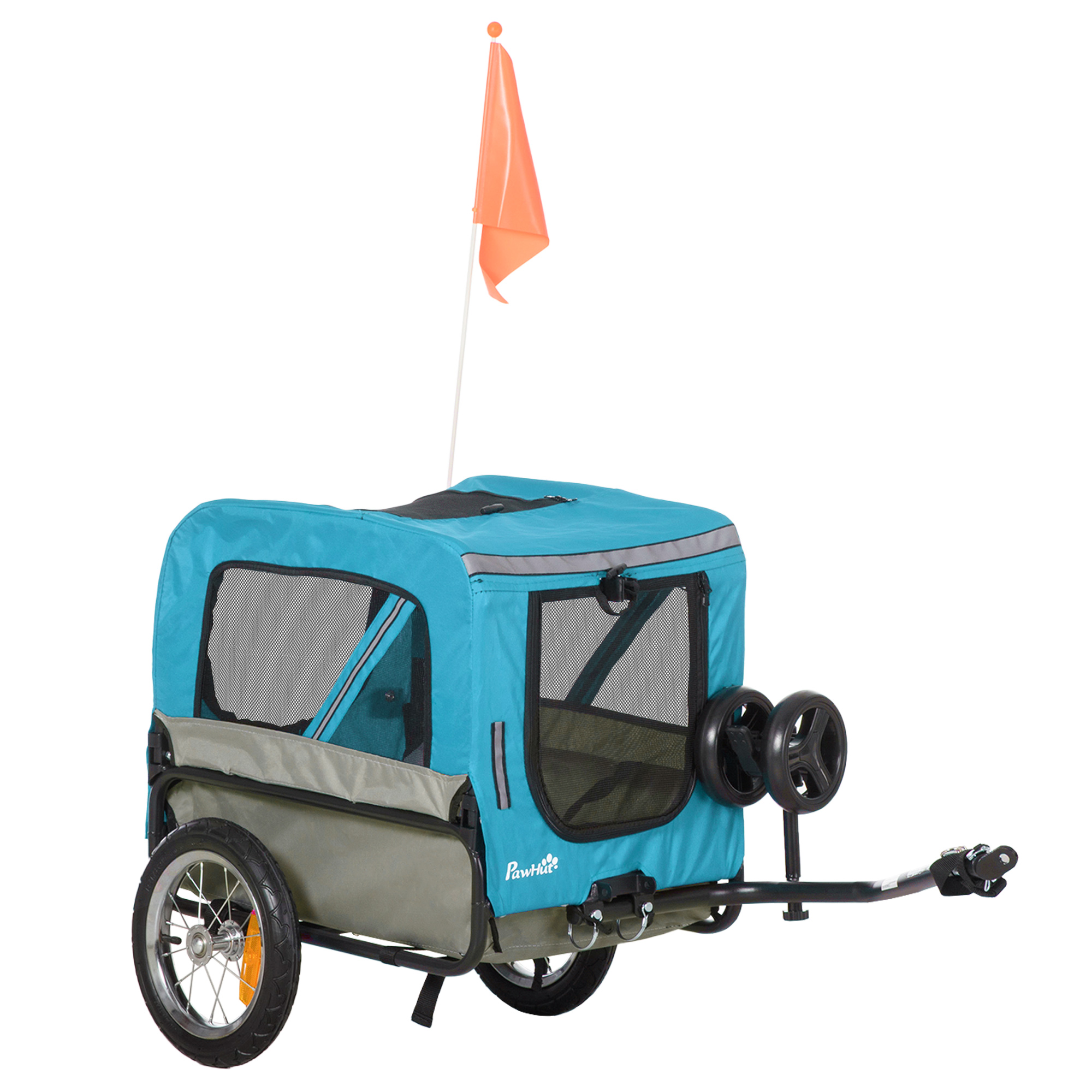 Aosom 2In1 Dog Bike Trailer, Pet Trolley Cart with 360 Swivel Quick