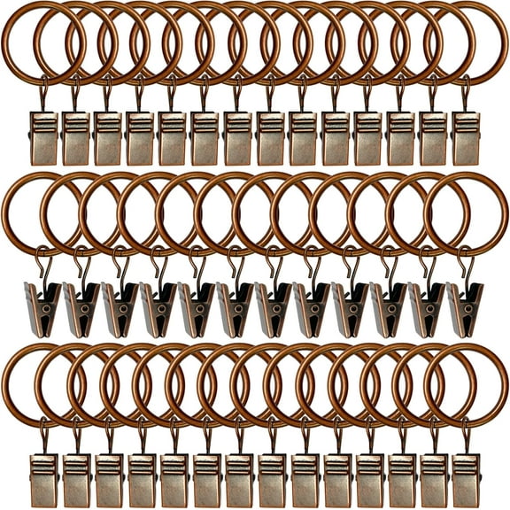40 Pack Curtain Rings with Clips, Drapery Clips with Rings, Drapes Rings 1.26 in Interior Diameter, Fits up to 1 in Curtain Rod, Black