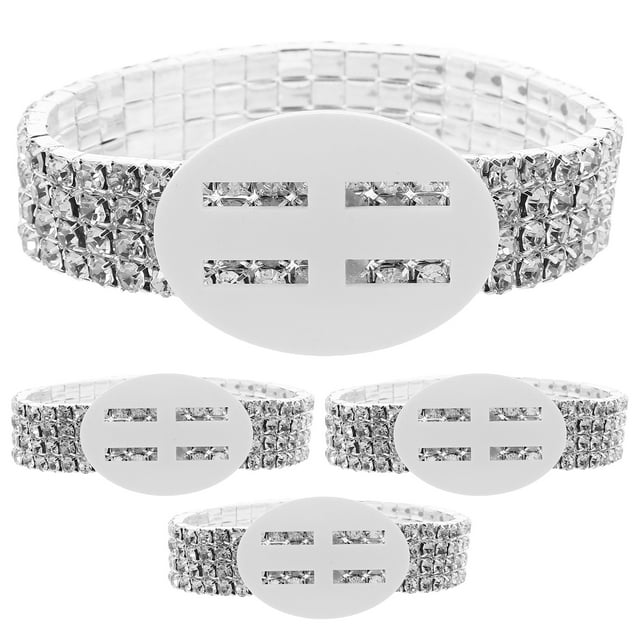 Miangastore Bracelet en Strass Personnalisation DIY Argent pour Bal 4 Pcs