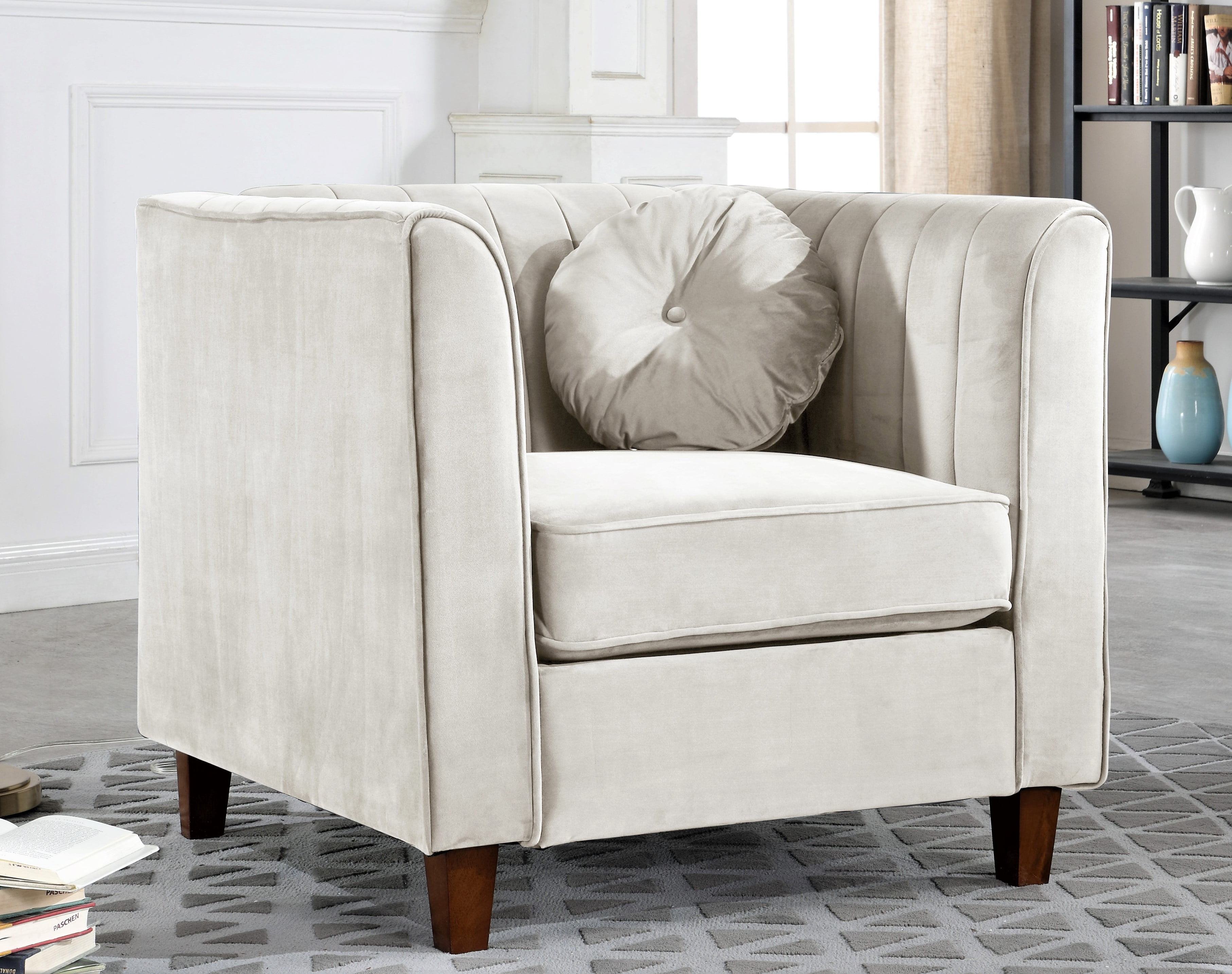 Uspridefurniture Arcola 32"Rolled ArmChair, Beige