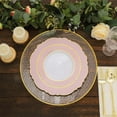 thumbnail image 2 of Efavormart 10 Pack 10" Blush Rose Gold White Plastic Party Plates With Round Blossom Design, Disposable Dinner Plates With Gold Rim, 2 of 11