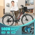 thumbnail image 3 of Elifine 500W Electric Bike for Adults, 26" Commuter Electric Bicycle 19.8mph City Ebike with 5 Riding Modes, 48V 7.8Ah Removable Battery UL 2849, LCD Intelligent Display Hybrid Electric Bike Red, 3 of 12