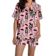 thumbnail image 3 of Halloween Pajamas Sets for Women 2 Piece Satin Pumpkin Print Button Short Sleeve 2 Piece Loungewear Halloween Printed Pajamas for Women, 3 of 5