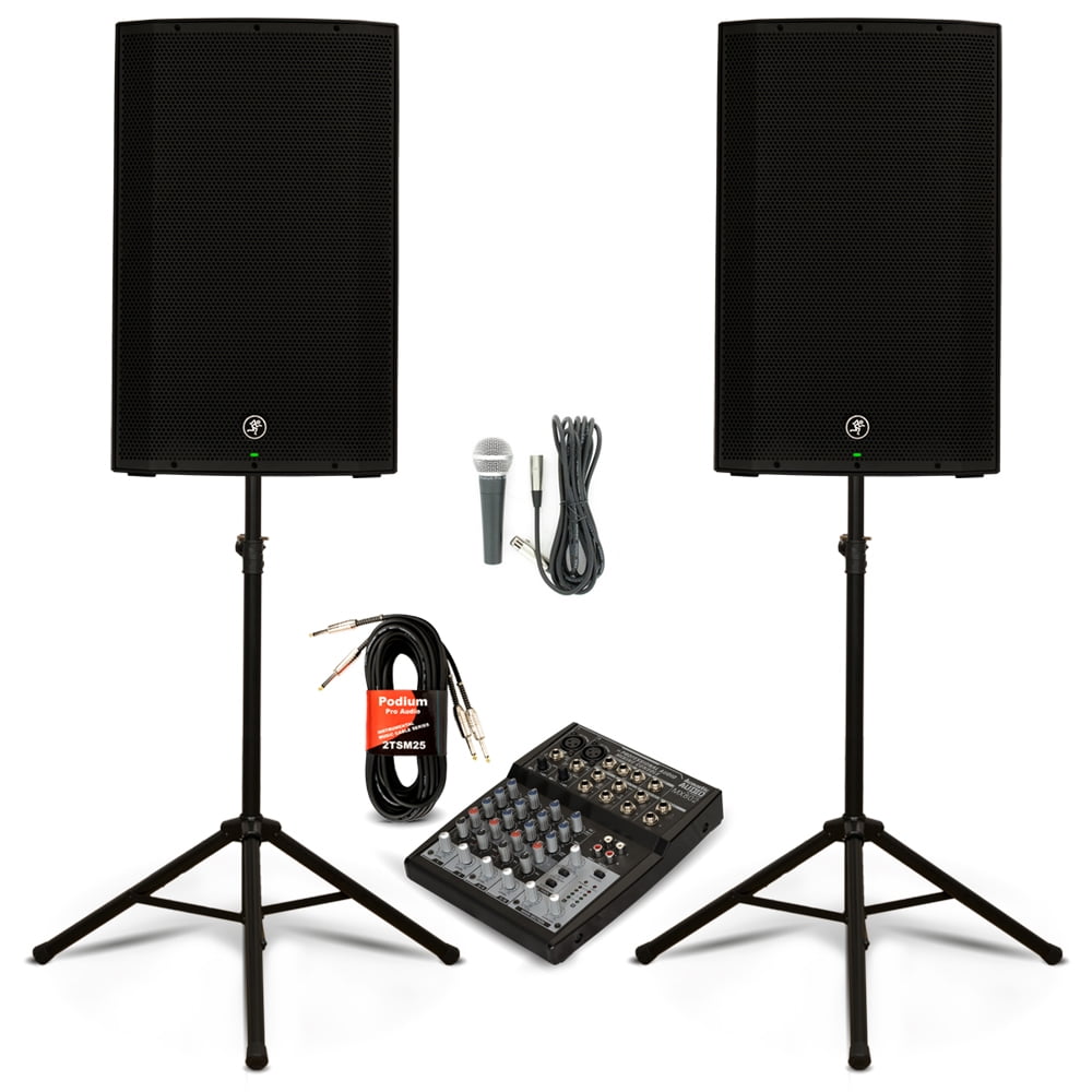 Mackie THUMP15 Powered 15" Loudspeakers with Mixer Mic and Stands DJ PA
