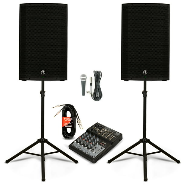Mackie THUMP15 Powered 15" Loudspeakers with Mixer Mic and Stands DJ PA
