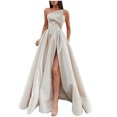 thumbnail image 2 of Summer Dresses for Women Long Evening Dress Sexy One Shoulder Tube Top Slit Dress, 2 of 6