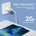 thumbnail image 6 of Quntis 32W USB C Fast Charger Fast Charger, High Speed iPhone Charger Dual Ports (PD 20W+12W), USB A and USB C Wall Charger Compatible with iPhone 15 14 Pro Max 13 12 11, 6 of 8