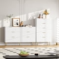 thumbnail image 4 of Huloretions Fluted Wood Dresser 6 Drawers Dresser for Bedroom, Large Modern Chest of Drawers, White Dresser with Gold Handle, Wood, 4 of 7