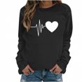 thumbnail image 1 of Bowake T-Shirts de la Saint-Valentin pour Femmes Col Rond Manches Longues Décontracté Cœur T-Shirt Mode Décontractée Chandail en Molleton Cadeaux pour Femmes, 1 of 4