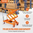 thumbnail image 2 of VEVOR Hydraulic Lift Table Cart, 770lbs Capacity 59" Lifting Height, Manual Double Scissor Lift Table with 4 Wheels and Non-slip Pad, Hydraulic Scissor Cart for Material Handling and Transportation, 2 of 9