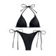 thumbnail image 4 of Bikini Sexy para mujer, traje de baño de dos piezas con cuello Halter, sujetador acolchado negro liso, bañador triangular con lazo lateral para verano, 4 of 4