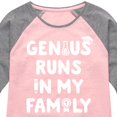 thumbnail image 3 of Instant Message - Genius Runs In My Family - Toddler & Youth Girls Raglan Graphic T-Shirt, 3 of 6