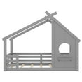 thumbnail image 5 of [Luckynote]Full House Floor Bed with Window and a Small Shelf, Solid Wood Floor Bed with House-shaped Roof, No Spring Box Needed, Grey, 5 of 18
