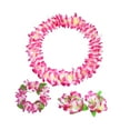 thumbnail image 4 of Conjunto de leis hawaianos, corona, collar, diadema, pulseras, decoración, guirnalda de verano Rosa, 4 of 9