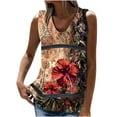 thumbnail image 2 of EQWLJWE Débardeurs Sans Manches pour Femmes, Mode Été, Col en V, Imprimé, Blouse Décontractée, 2 of 5