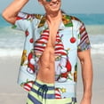 thumbnail image 7 of Vsdgher Funny Christmas Gnome Print Men's Hawaiian Shirts Button Down Tropical Holiday Beach Shirts Vacation Clothes,XX-Large, 7 of 7