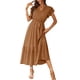 thumbnail image 1 of Vestido PRETTYGARDEN Maxi Marrón con Volantes, Escote Cruzado y Cinturón M, 1 of 8