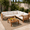 Beige, variant on YIORTWO Acacia Wood Outdoor Sofa Set, 4-Piece Modular L-Shaped Sectional with Beige Cushions, Coffee Table, Water-Resistant & UV-Protected, Beige