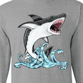 thumbnail image 4 of Inktastic Great White Shark Jumping Long Sleeve T-Shirt, 4 of 5