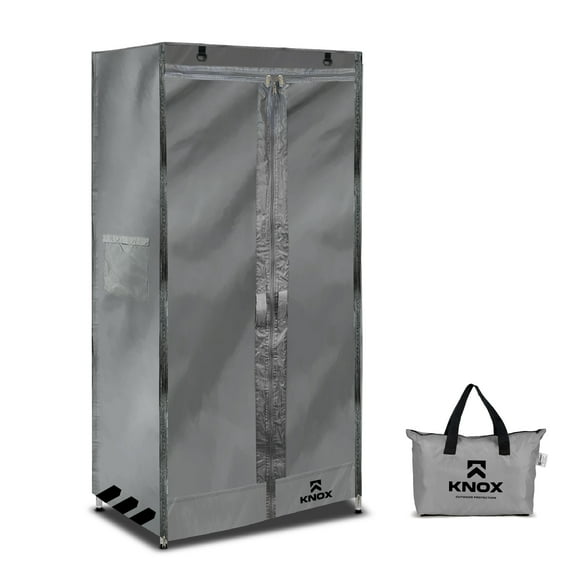 KNOX Storage Shelf Cover, Heavy-Duty, Waterproof & Dustproof Shelving Rack Cover with Padded Handles, Side Storage Pouch & Bonus Storage Bag, Solid Grey Front & Back - Fits 36"W x 24"D x 72"H