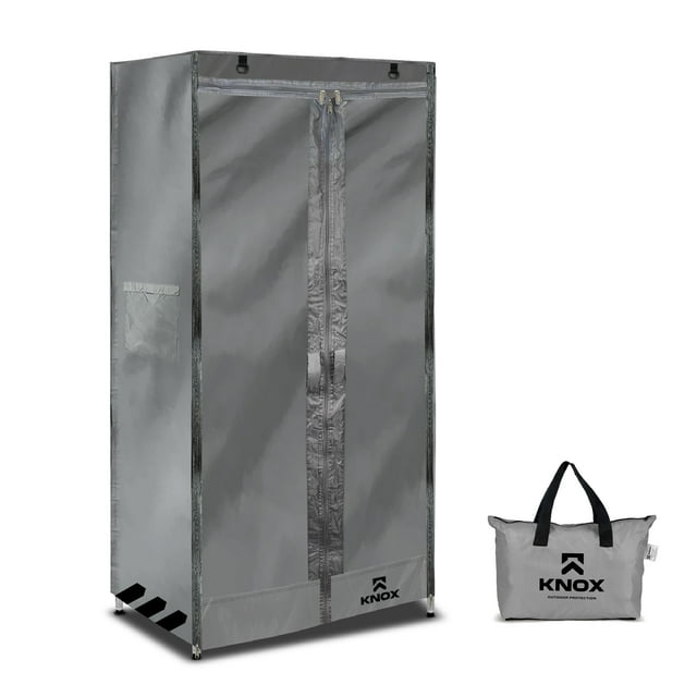 KNOX Storage Shelf Cover, Heavy-Duty, Waterproof & Dustproof Shelving Rack Cover with Padded Handles, Side Storage Pouch & Bonus Storage Bag, Solid Grey Front & Back - Fits 48"W x 24"D x 72"H