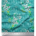 thumbnail image 1 of Soimoi Satin Silk Fabric Check,Leaves & Cosmos Floral Print Fabric by the Yard 42 Inch Wide, 1 of 1