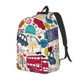 thumbnail image 1 of Kdxio London Symbols Print Canvas Backpack for School Work Travel Lightweight Unisex Daypack with Laptop Compartment and Adjustable Straps-Small, 1 of 5