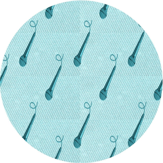 Ahgly Company Tapis Rond Lavable en Machine Intérieur Transitionnel Bleu Diamant Bleu, 6 Pieds Rond