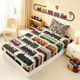 thumbnail image 2 of Erosebridal Train Twin Fitted Sheet, Railroad Bedding, Cream Pattern 2pcs 1 Fitted Sheet and 1 Pillowcase, 2 of 6