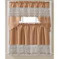 thumbnail image 2 of Eden 3-Piece Floral Embroidery Kitchen Curtain Set with Swag Valance, Taupe, 30x36 Inches, 2 of 2