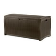 thumbnail image 1 of Suncast 73 gal. Outdoor Resin Wicker Deck Box – Pad-Lockable Storage Chest, Java, 1 of 9