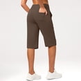 thumbnail image 5 of Capri Pants for Women High Waist Workout Yoga Shorts with Pockets Tummy Control Leggings Straight Leg Long Shorts, M, 5 of 9