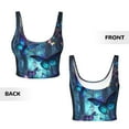 thumbnail image 6 of Sports Bras for Women Workout Tank Tops, Blue Butterfly Forest Fantasy Running Vest with Removable Cups, 6 of 7