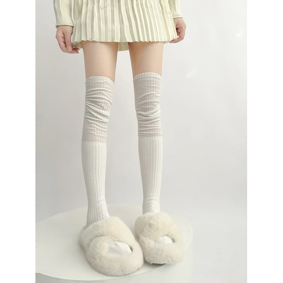 ERDOUY 1 Pairs Over Knee High Socks, Tube Dresses Fashion Cotton Thigh High Socks Stockings Cosplay Socks,White A