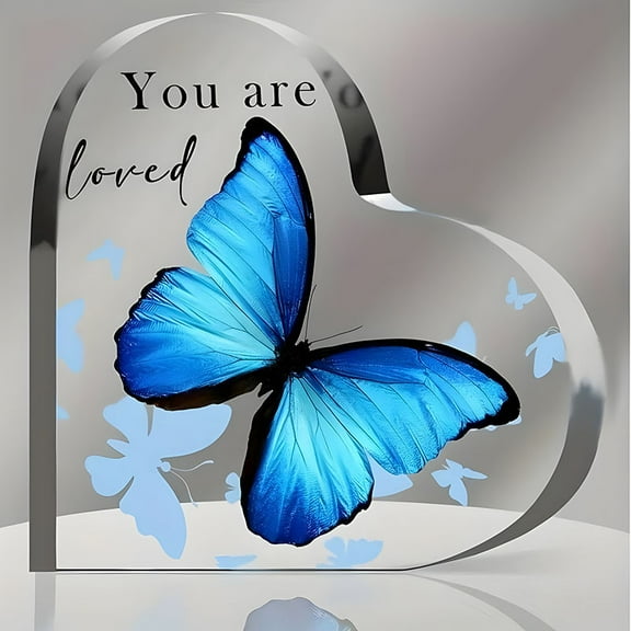 Butterfly Gifts for Women Butterflies Inspirational Desk Decor Acrylic Heart Shaped Keepsake Tables Centerpiece Appreciation Gift Best Birthday Christmas Gifts Idea Thank You Gift You Are Loved Gifts