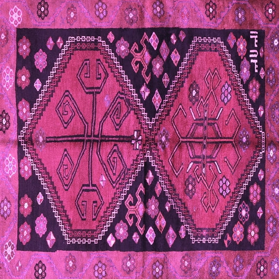 Ahgly Company Indoor Square Persian Purple Traditional Area Rugs, 6' Square