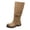 Khaki, variant on Xfvqtps Vintage Mid Calf Boots for Women Pull on Round Toe Thick Sole Buckle Strap Faux Leather Tall Boots