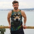 thumbnail image 6 of KLL Realistic Style Colorful Wolf Print Men's Muscle Gym Workout Stringer Tank Tops Bodybuilding Fitness T-Shirts Tank Tops Men-XX-Large, 6 of 7