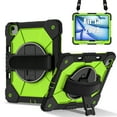 thumbnail image 4 of ELEHOLD Rugged Hybrid Case For Apple iPad Air 13 (2024), with Built-in Kickstand 360° Rotating Handstrap Pencil Holder Crossbody Shoulder Strap Shockproof Heavy Duty Case, Black+Green, 4 of 10