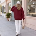 thumbnail image 4 of Lumtrix Sweatshirt For Women Crewneck Long Sleeve Loose Fit Pullover Fall Fashion Soild Color Tops 2026 Wine L, 4 of 6