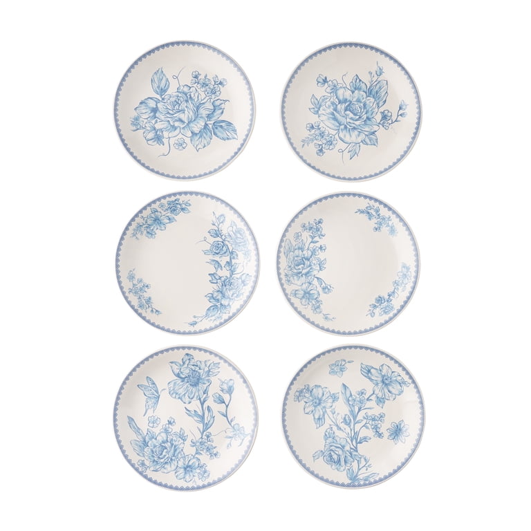 The Pioneer Woman Agatha Appetizer Plates, Blue, Set of 6 photo 1