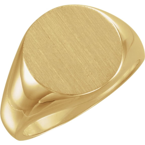 Men's 10k Yellow Gold 15mm Round Shape Signet Metal Fashion Ring Fine Jewelry For Men Gifts For Him, Size 10