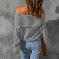 thumbnail image 4 of Off Shoulder Sweaters for Women Fall Casual Pullover Long Sleeve Elegant Blouses Knitted Solid Jumper Top, 4 of 5