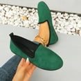 thumbnail image 7 of TOWED22 Women's Ballet Flats PU Leather Dress Shoes Comfortable Round Toe Slip on Flats with Floral Eyelets(Green,9), 7 of 7