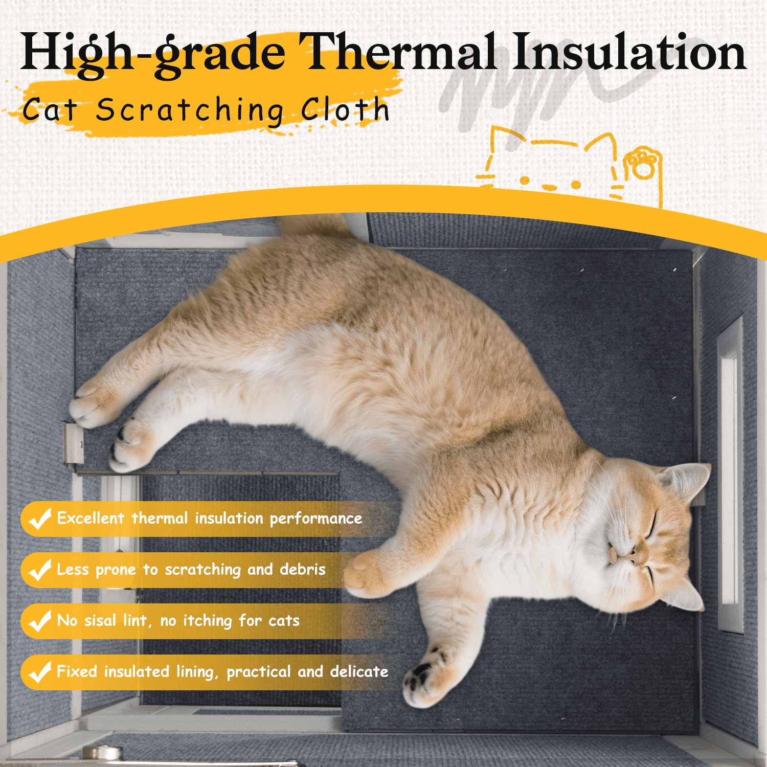 PETSCOSSET Insulated Outdoor Cat House Two-Story Thermal Cat Shelter with Platform
