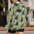 thumbnail image 3 of Uorisanigo Black Cat Hoodie Oversized Sweatshirt Slight Stretch Soft Long Sleeve Zip Hoodies Drop Shoulder Comfortable Fall Fashion Sweatshirt Size S, 3 of 7