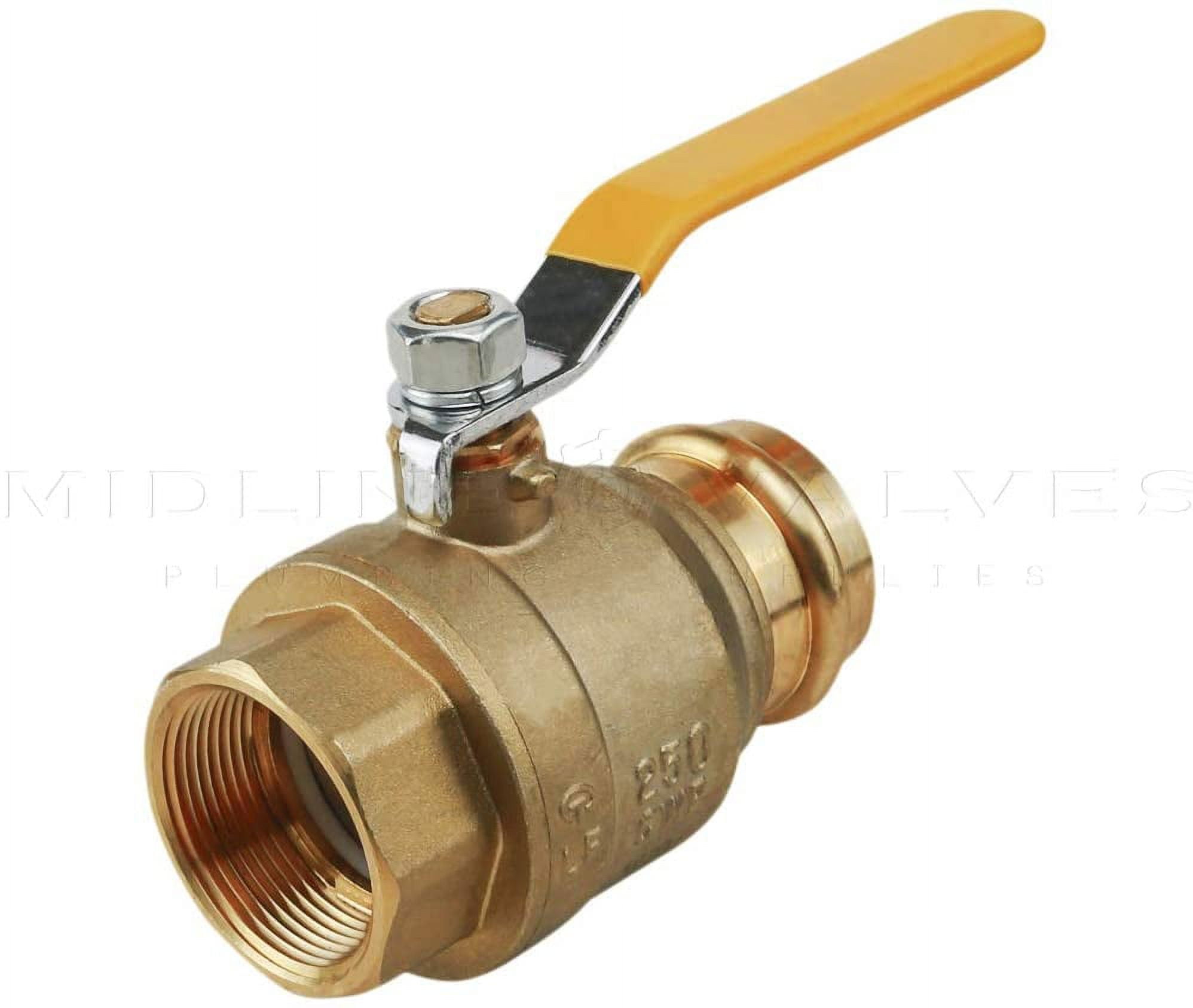 Midline Valve 542001VLVF-5 Premium Adapter Ball Valve, with 1 in. Press x FIP Connections, Brass (Pack of 5)